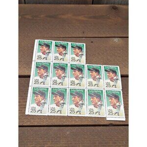 Lou Gehrig 25 Cent USA Postage Stamps Sheet Of 12 Vintage Baseball Collectible M